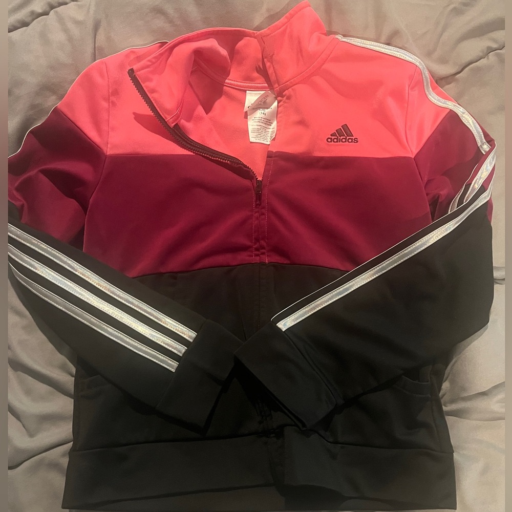 Girls tri color adidas jacket